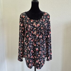 Chic Floral Long Sleeve Women's Blouse